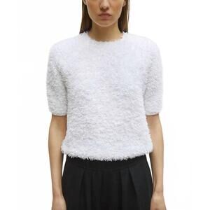 NEW MOLLI desperado dotted swiss top with elbow length sleeves in white